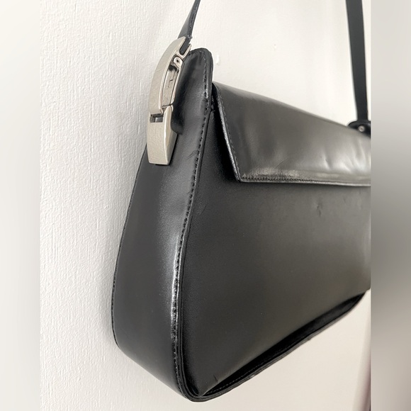 Francesco Biasia Classic Corporate Core Black Leather Structured Handbag Purse - Picture 4 of 16